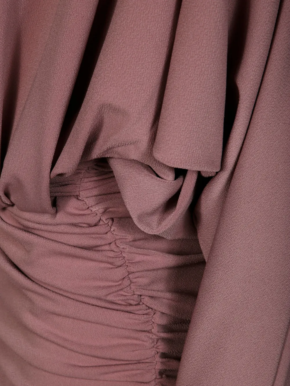 The Andamane Ruched Mini Dress In Smooth Draped Fabric In Brown