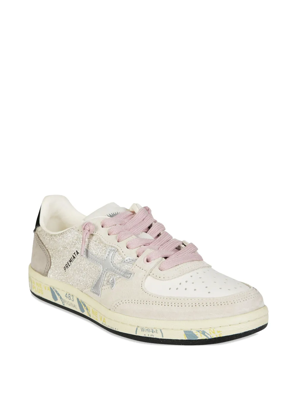 Premiata glitter-appliqué sneakers - Beige