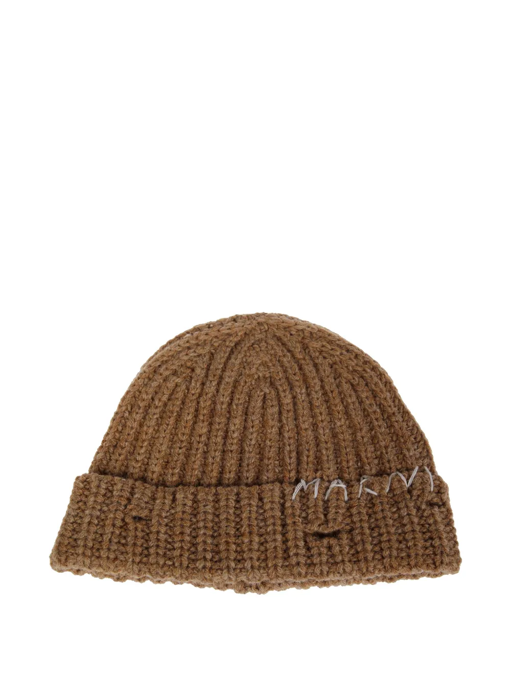 Marni ribbed logo-detail beanie | Brown | Image 1