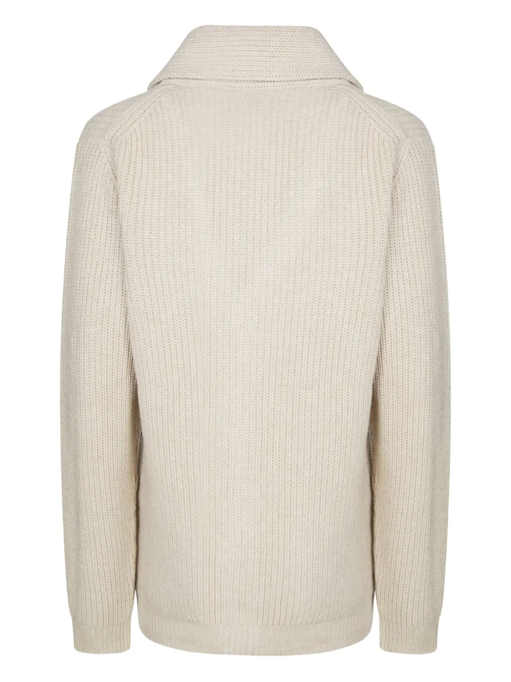 Daniele Fiesoli Chunky Ribbed Knit Cardigan With Shawl Collar And Button-down Front In White