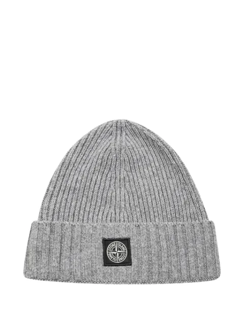 Stone Island Junior ribbed knit beanie hat