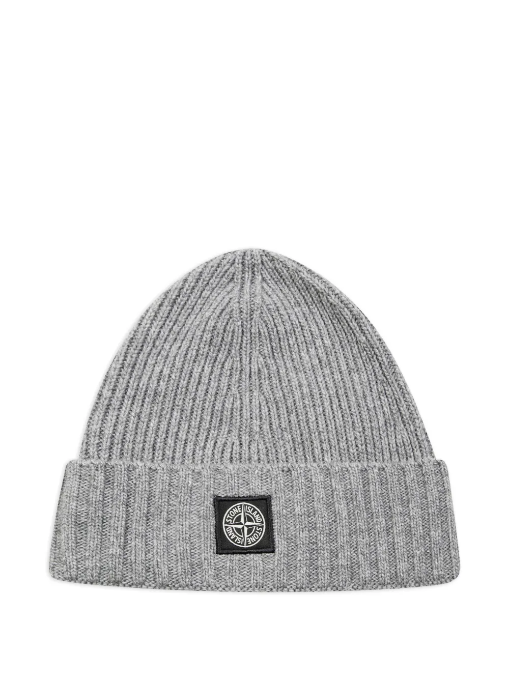 Stone Island Junior ribbed knit beanie hat | Grey | Image 1
