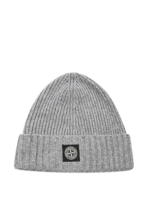 Stone Island Junior ribbed knit beanie hat