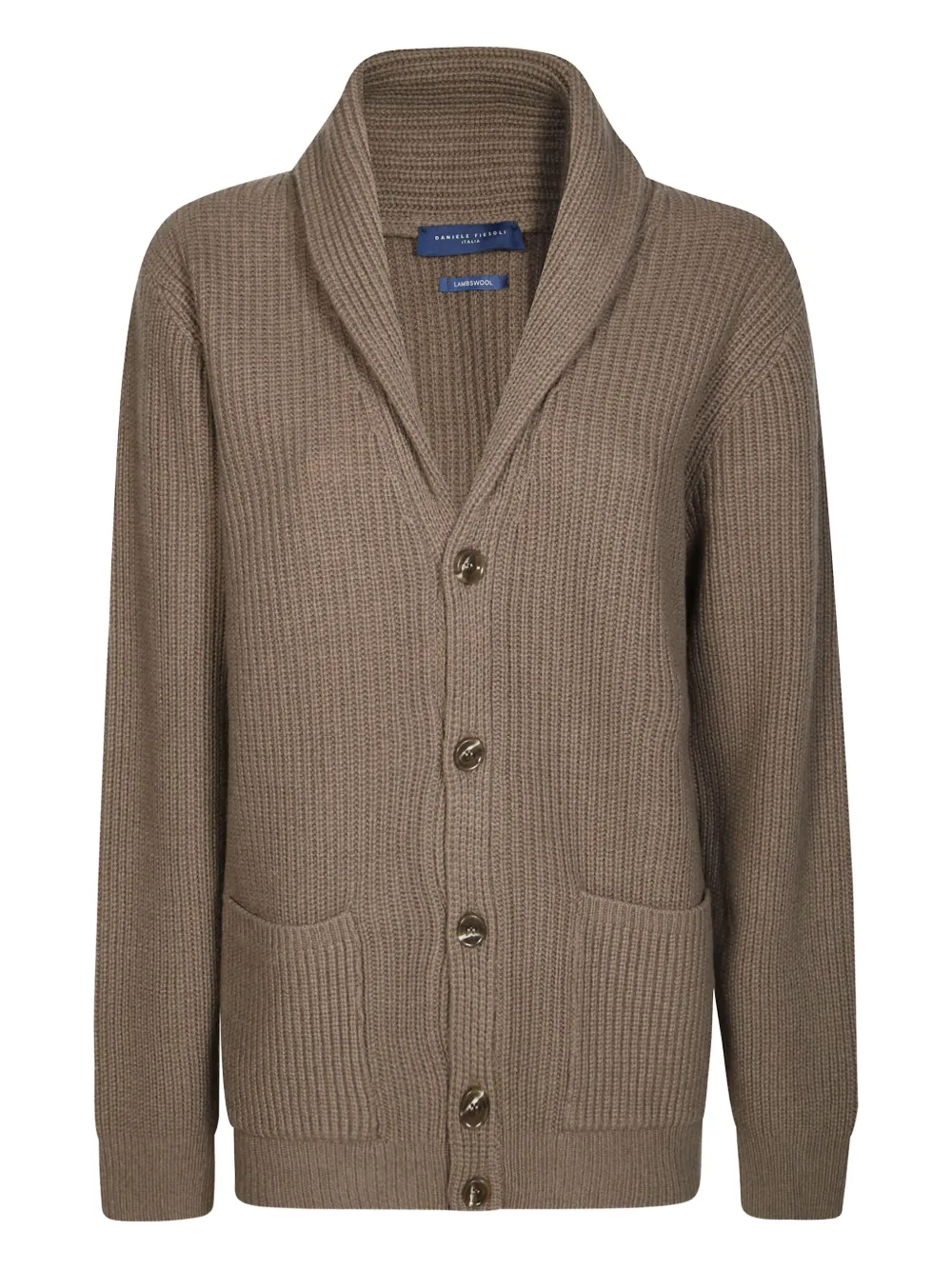 Daniele Fiesoli Textured Knit Cardigan With Shawl Collar And Button-down Front In Brown