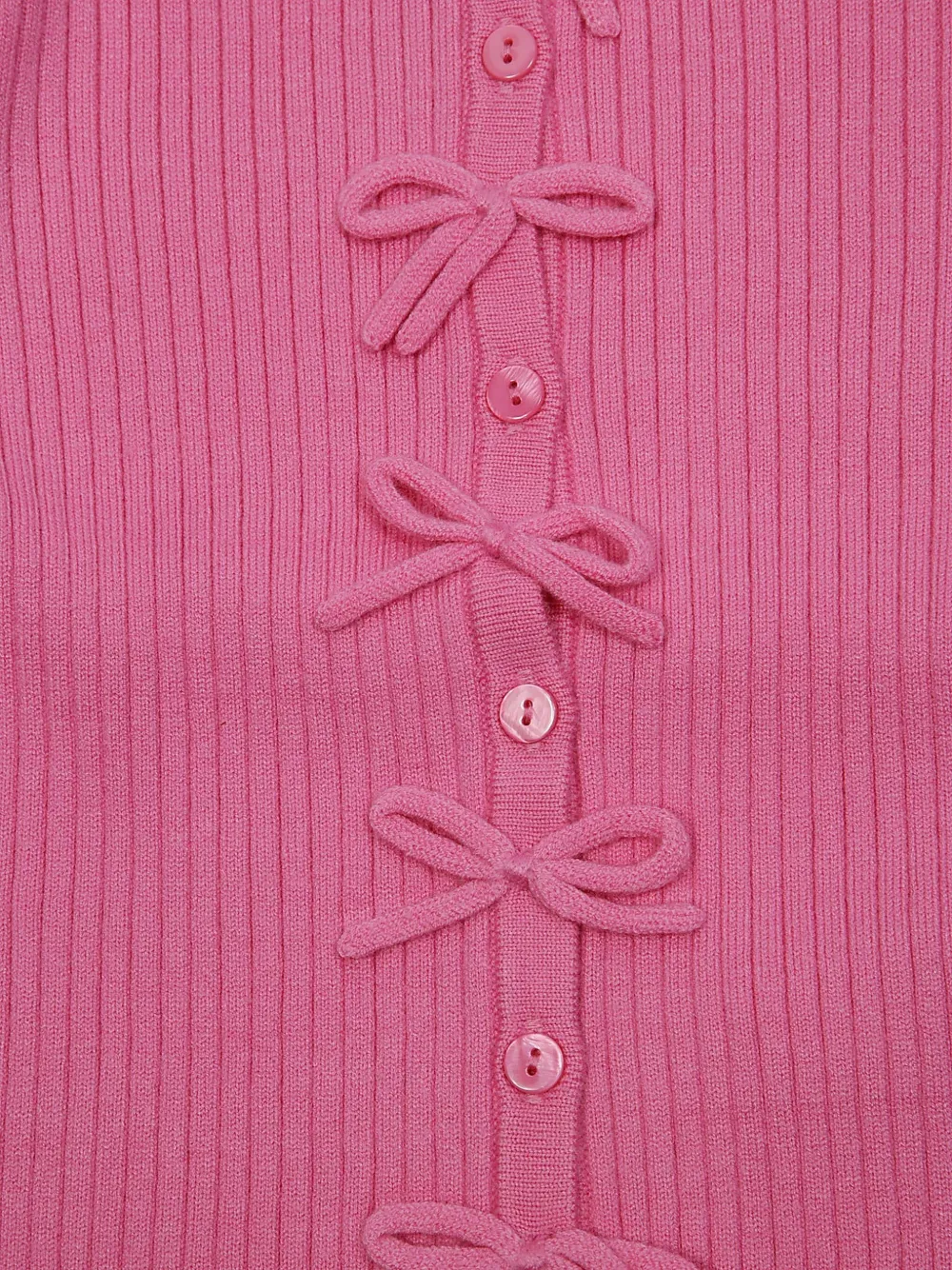 Liu •jo Bows Ribbed Cardigan In Pink