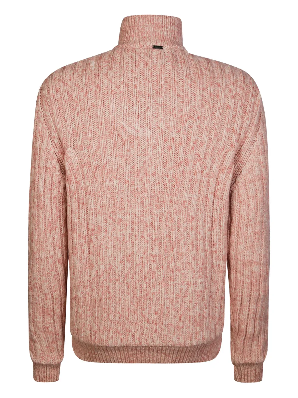 Herno Cable-knit And Ribbed Zip-up Cardigan In Pink