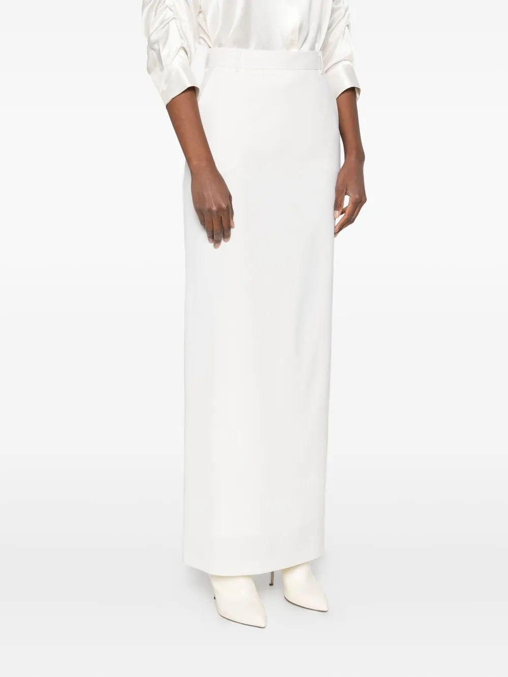 Medeea High-waisted Straight Skirt In White