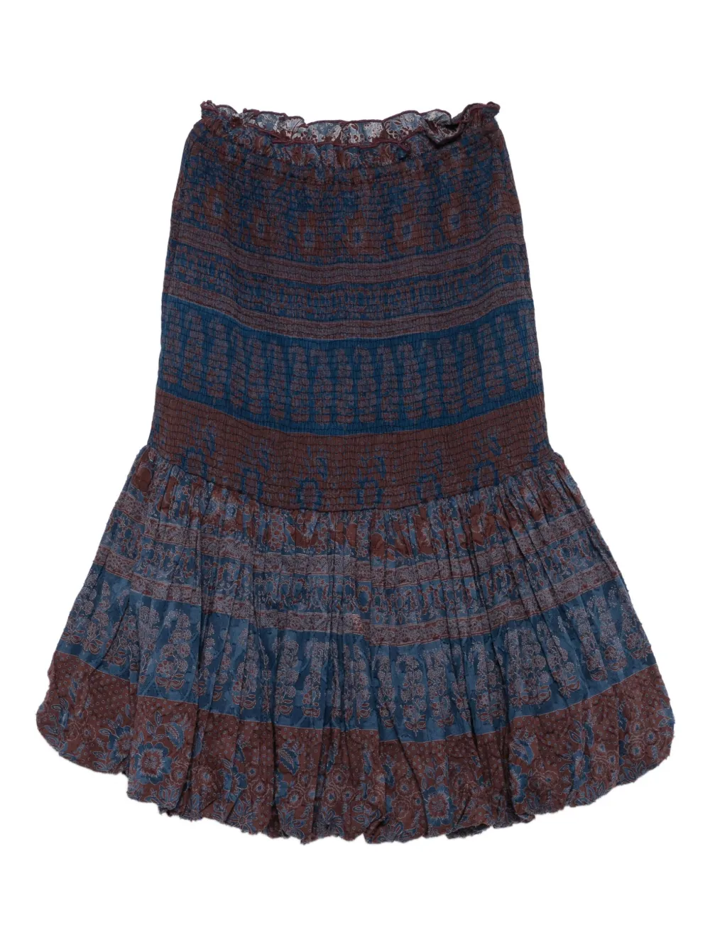 Antik Batik falda midi con capas escalonadas | marrón | Image 1