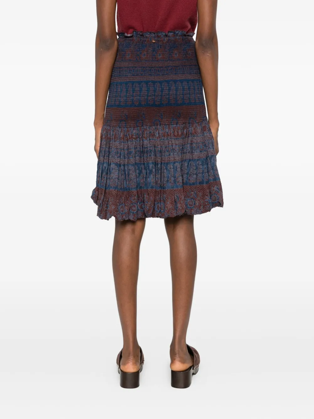 Antik Batik Gelaagde midi-rok Bruin