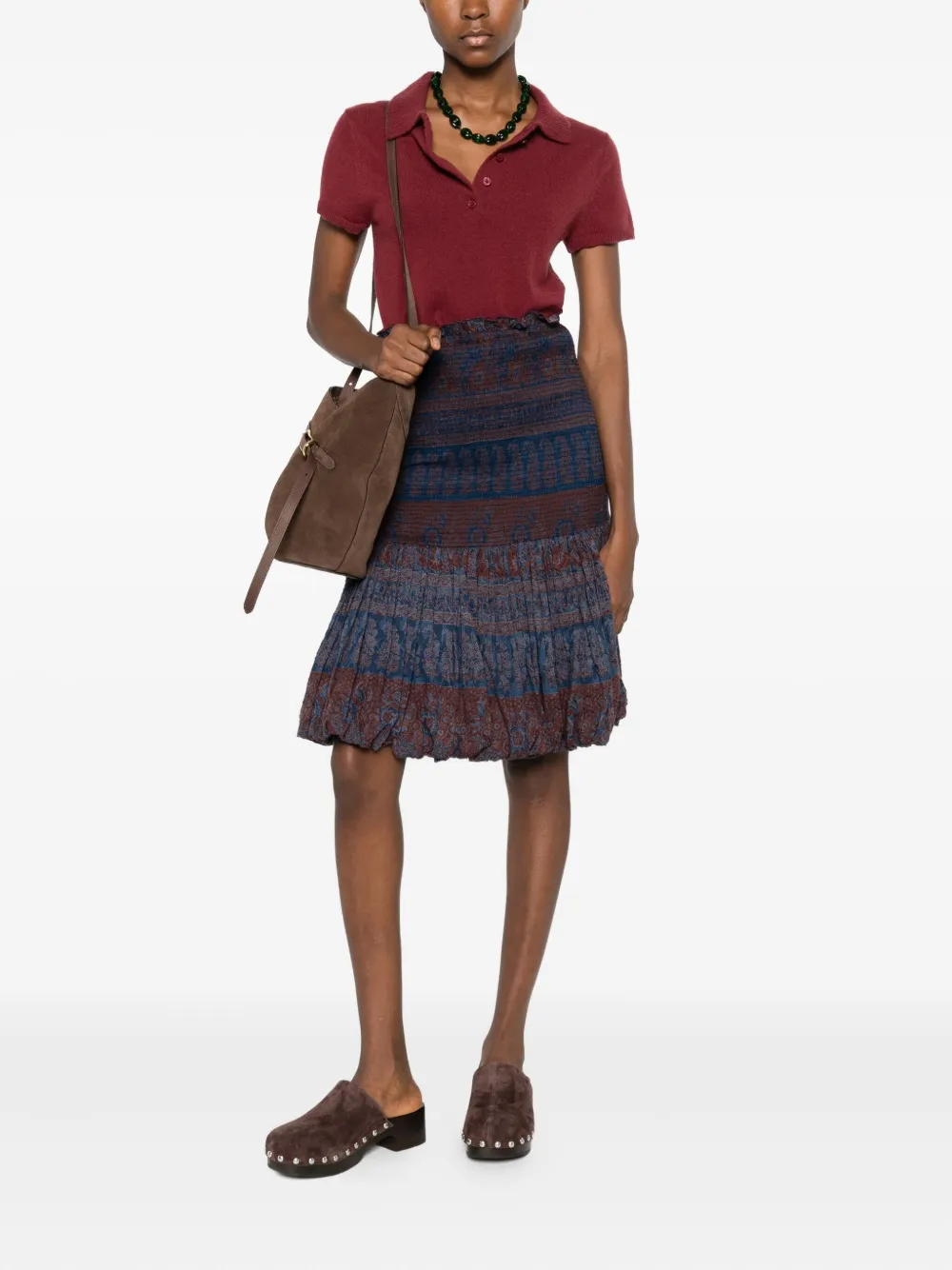 Antik Batik Gelaagde midi-rok - Bruin