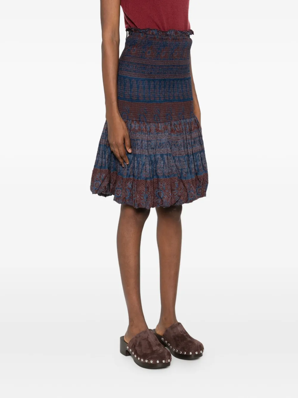 Antik Batik Gelaagde midi-rok Bruin