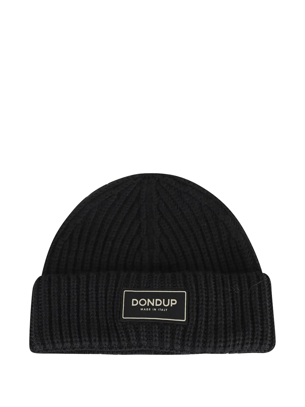 DONDUP ribbed patch beanie hat | Black | Image 1