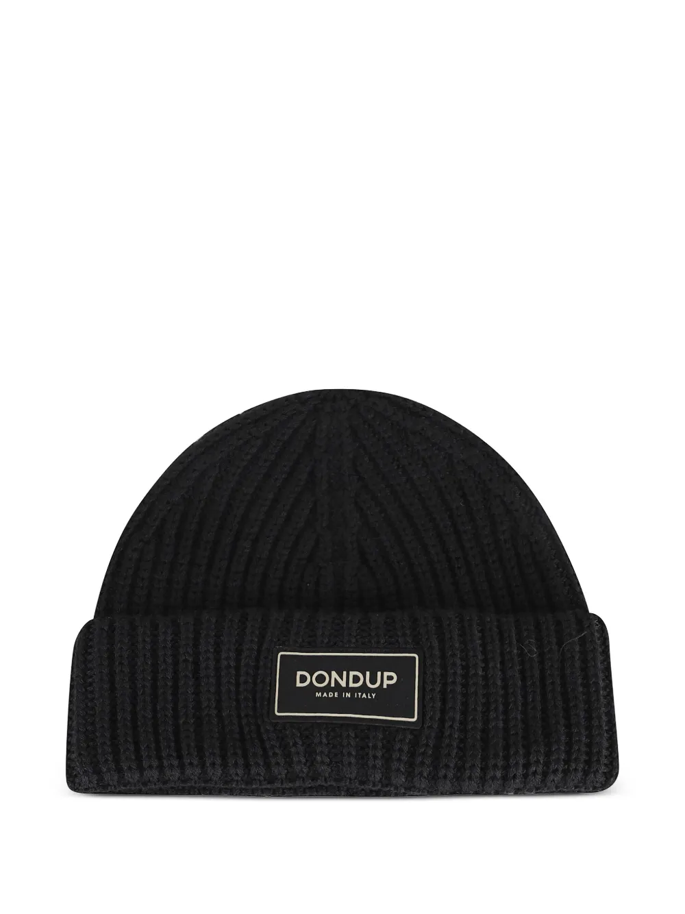 DONDUP ribbed patch beanie hat | Black | Image 1
