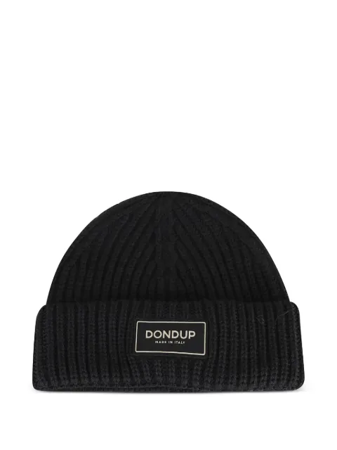 DONDUP gorro tejido de canalé con parche