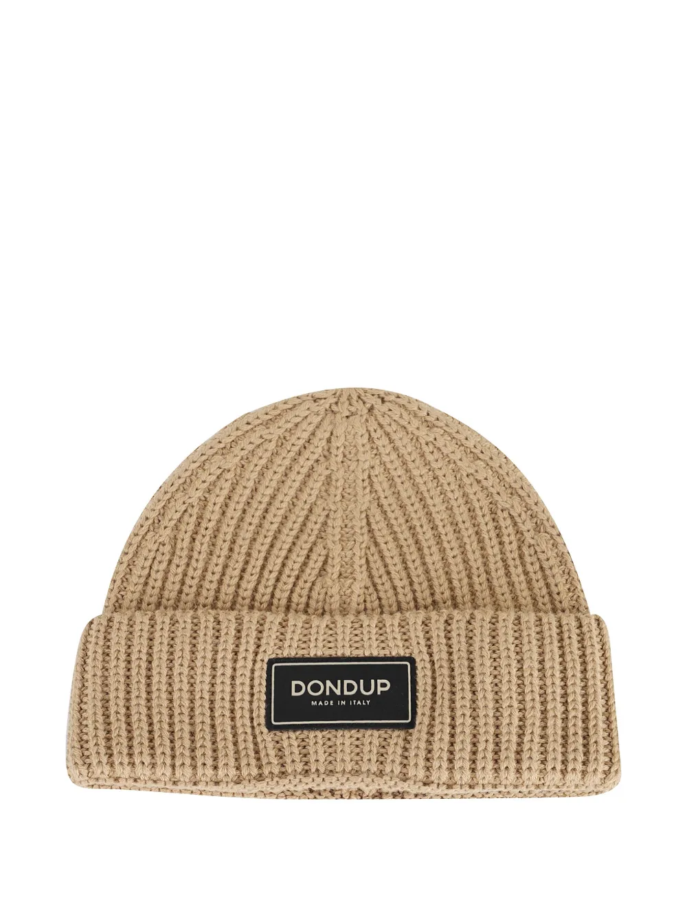 DONDUP ribbed patch beanie hat | Neutrals | Image 1