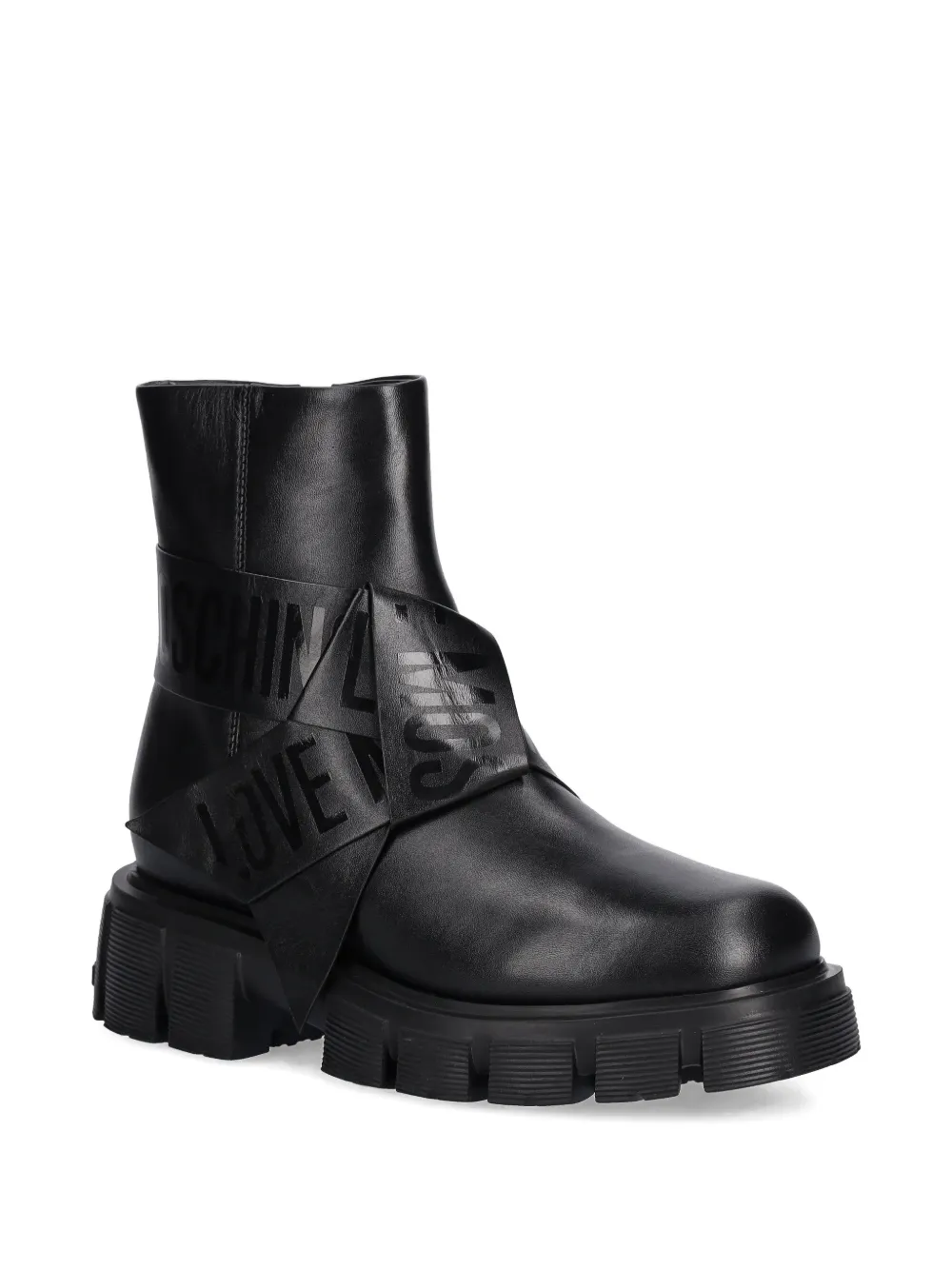 Love Moschino logo-tape ankle boots Zwart