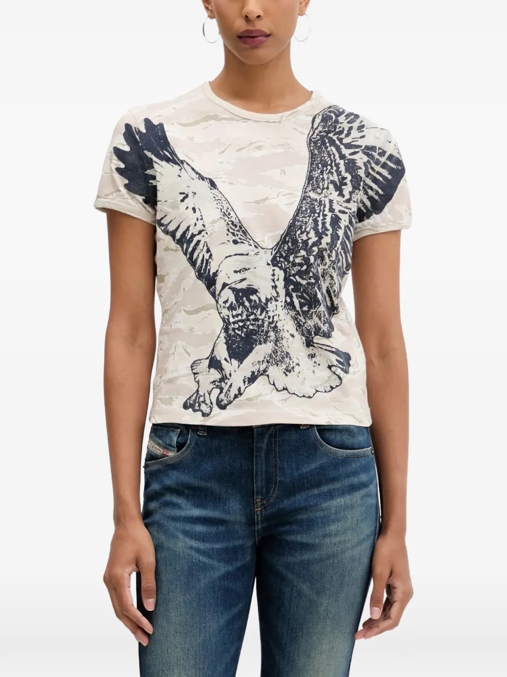 Diesel Eagle-graphic T-shirt In Neutral
