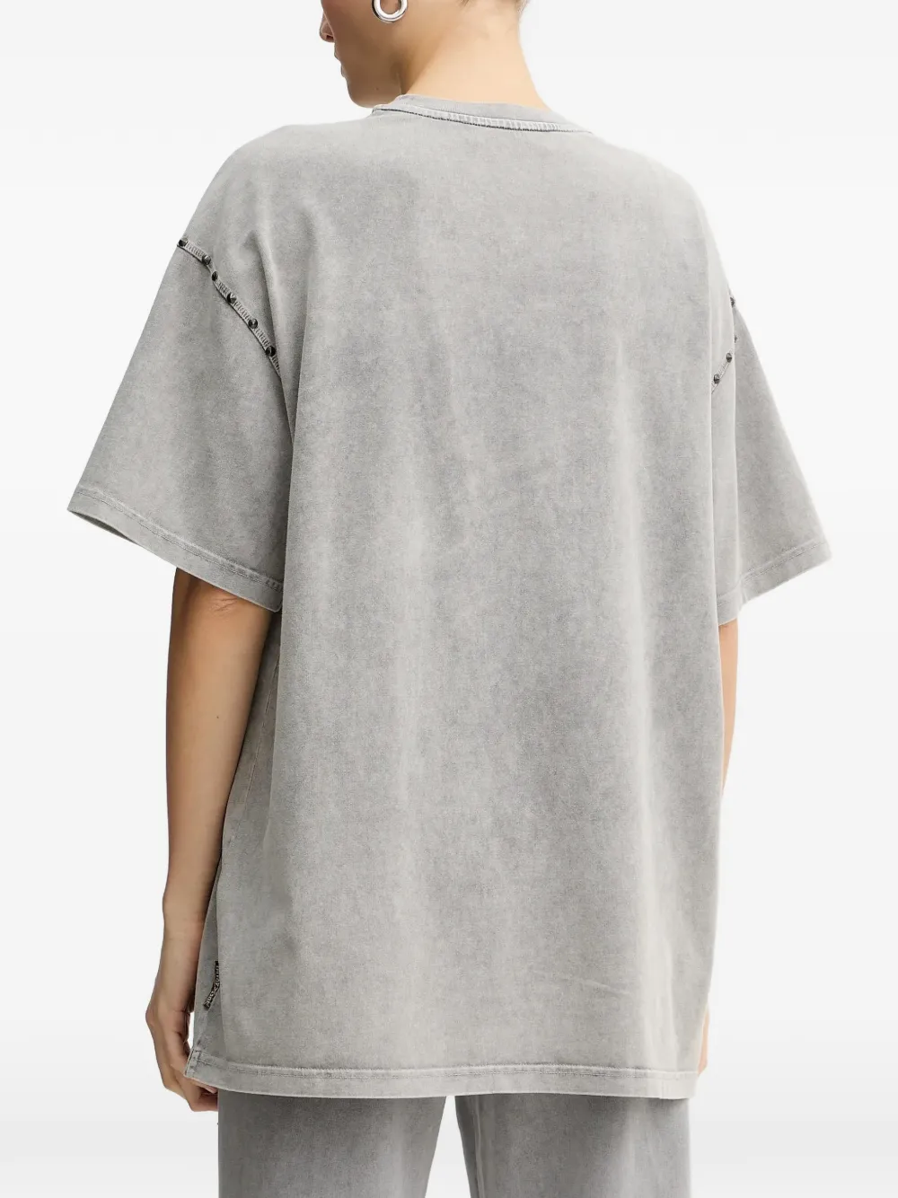  Just Cavalli Stud-emblishment Printed T-shirt - Grey 