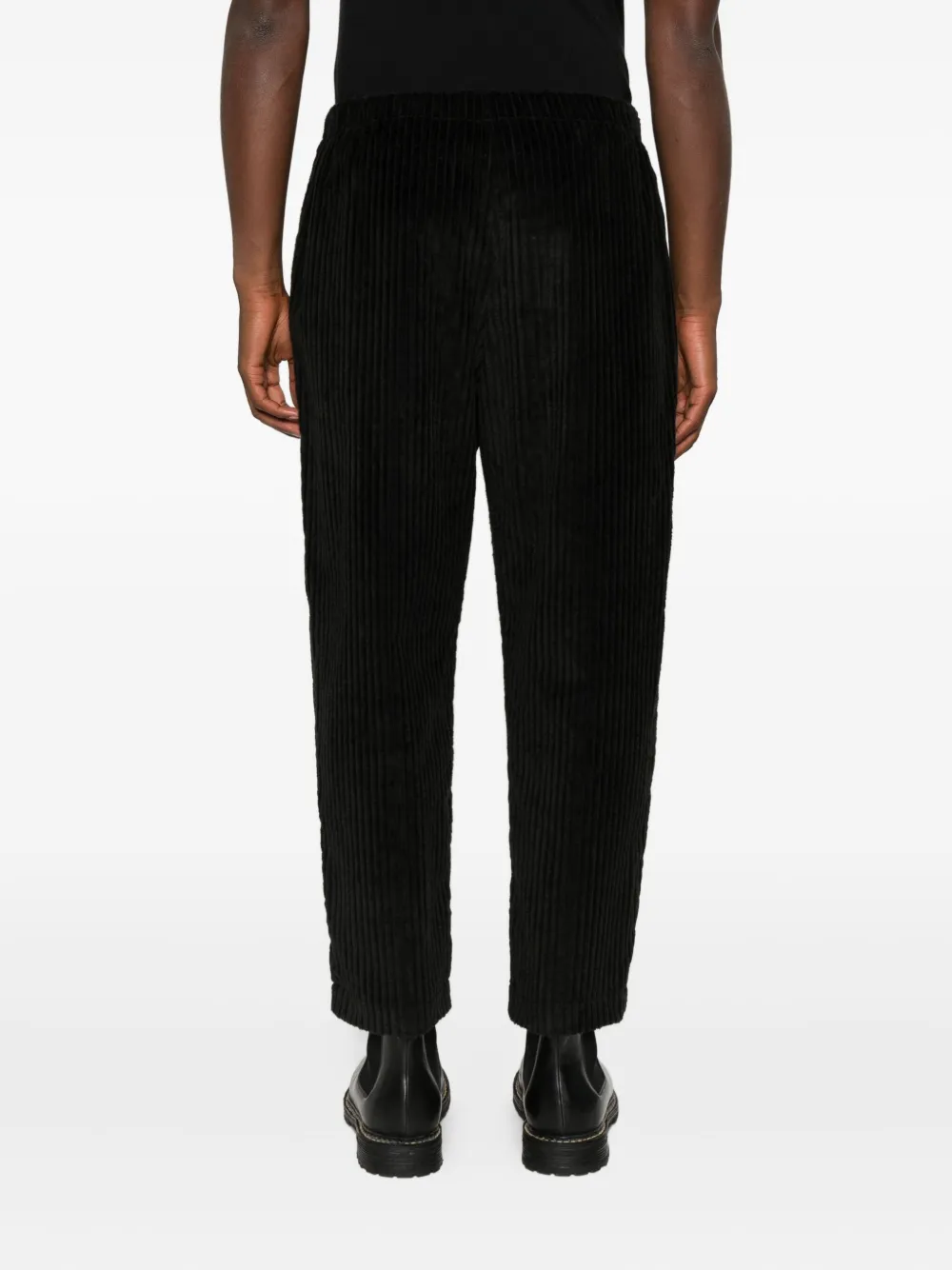 Individual Sentiments Drawstring-waist Corduroy Trousers In Black