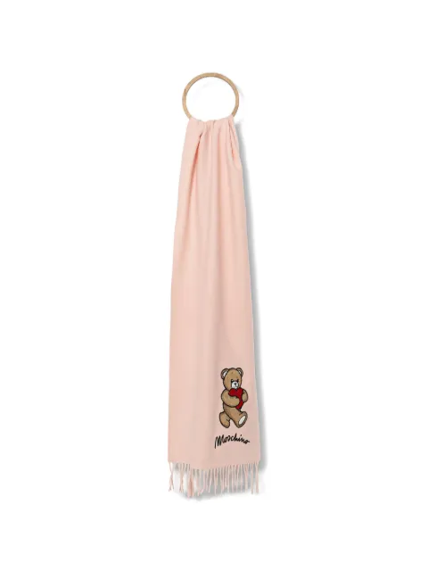 Moschino Teddy Bear fringed scarf