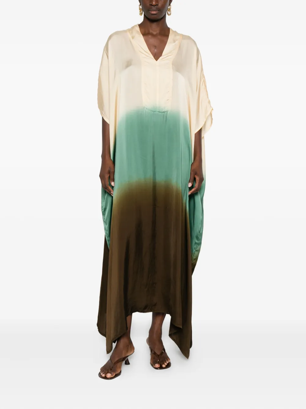 YAVI Maxi-jurk met geverfd effect - Beige