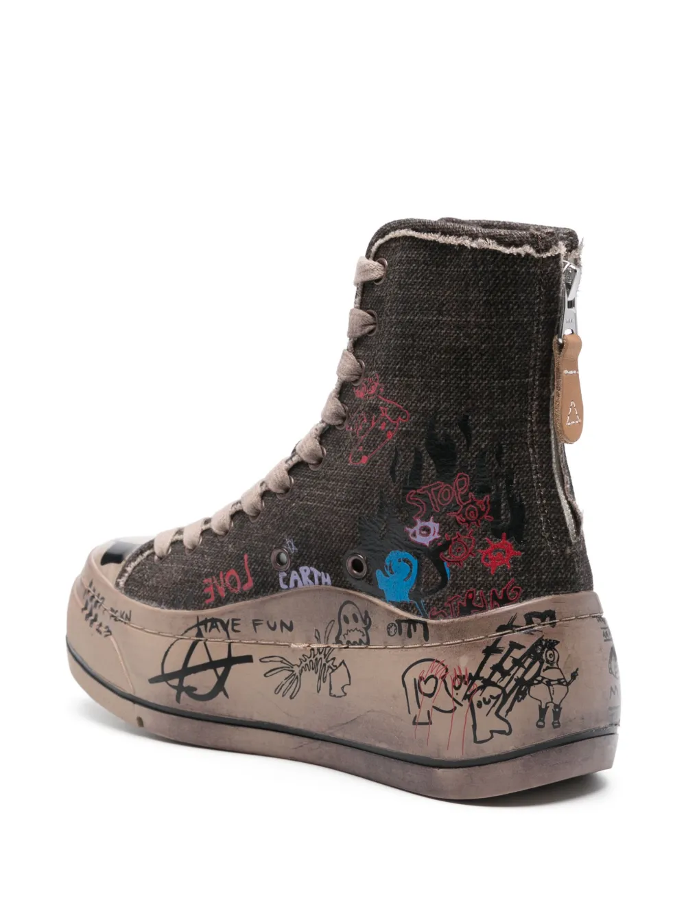 R13 High-top sneakers met plateauzool Bruin