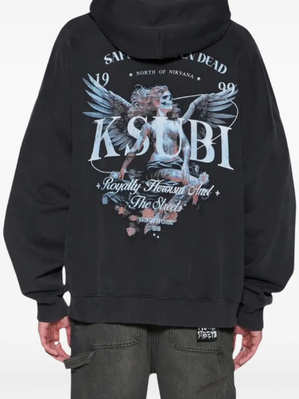 Ksubi Pouch-pocket Graphic-print Hoodie In Gray