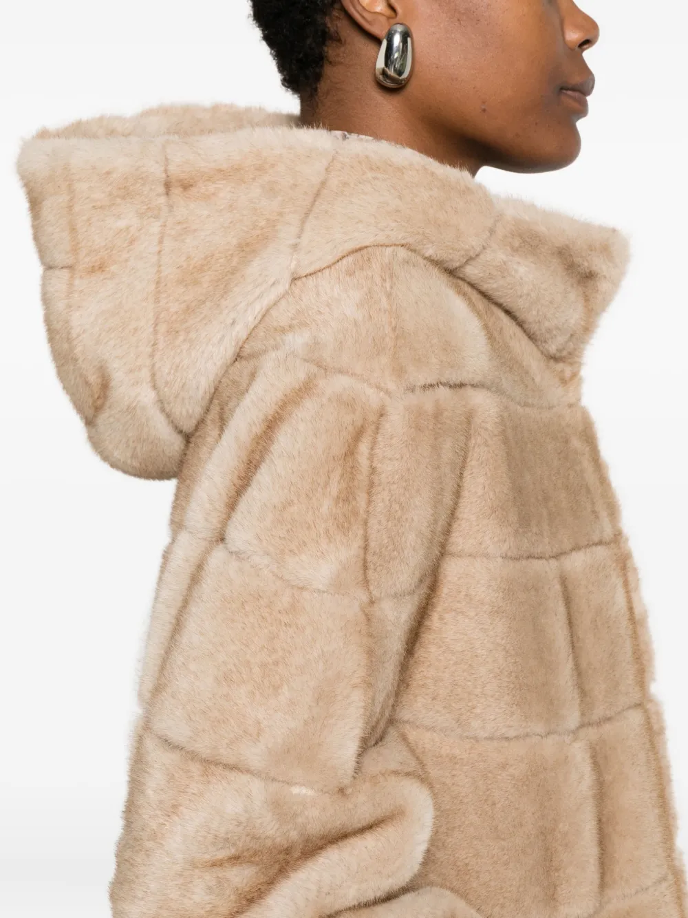 Betta Corradi Hooded Faux-fur Coat In Neutral