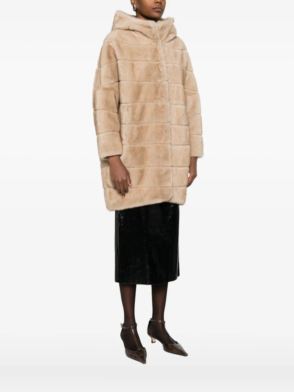 Betta Corradi Hooded Faux-fur Coat In Neutral