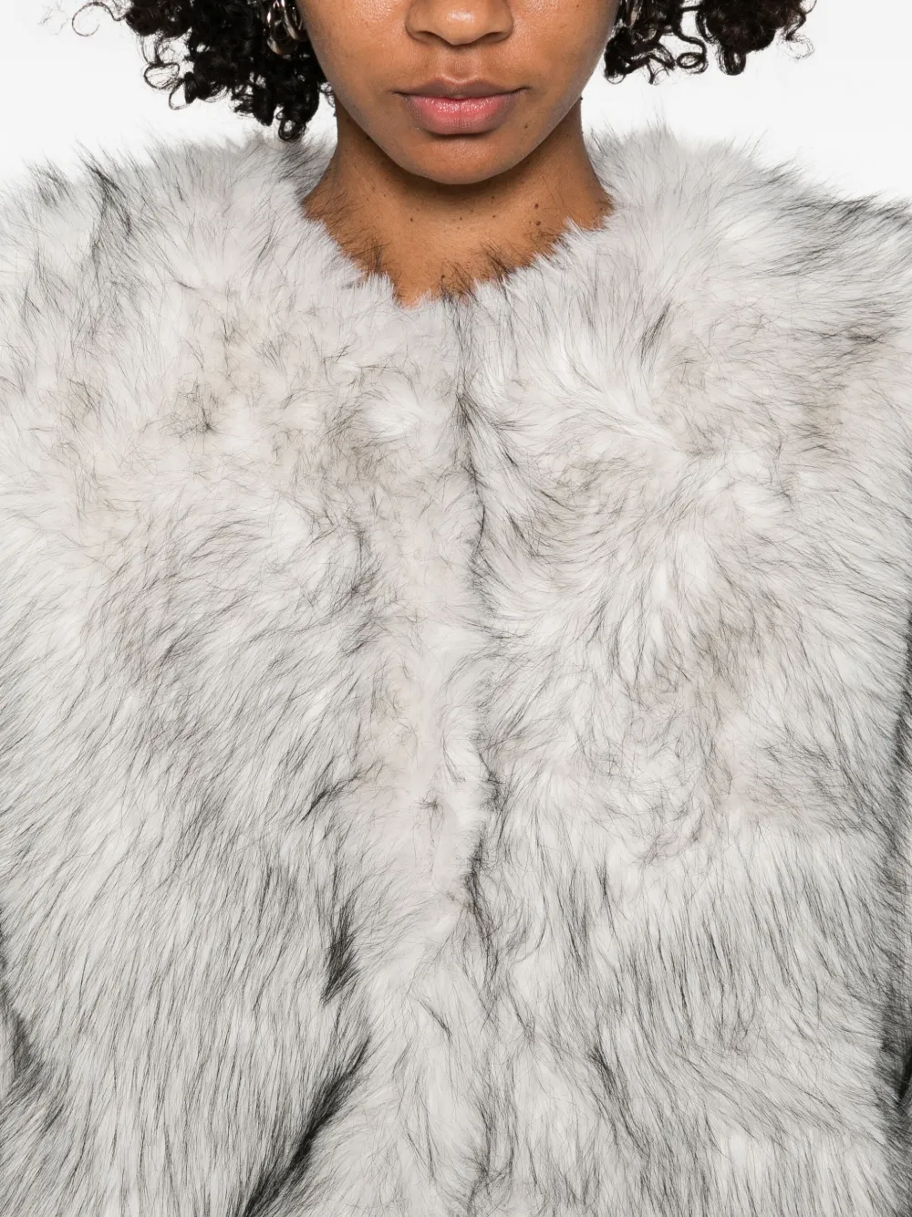 Betta Corradi Open-front Faux-fur Jacket In Gray