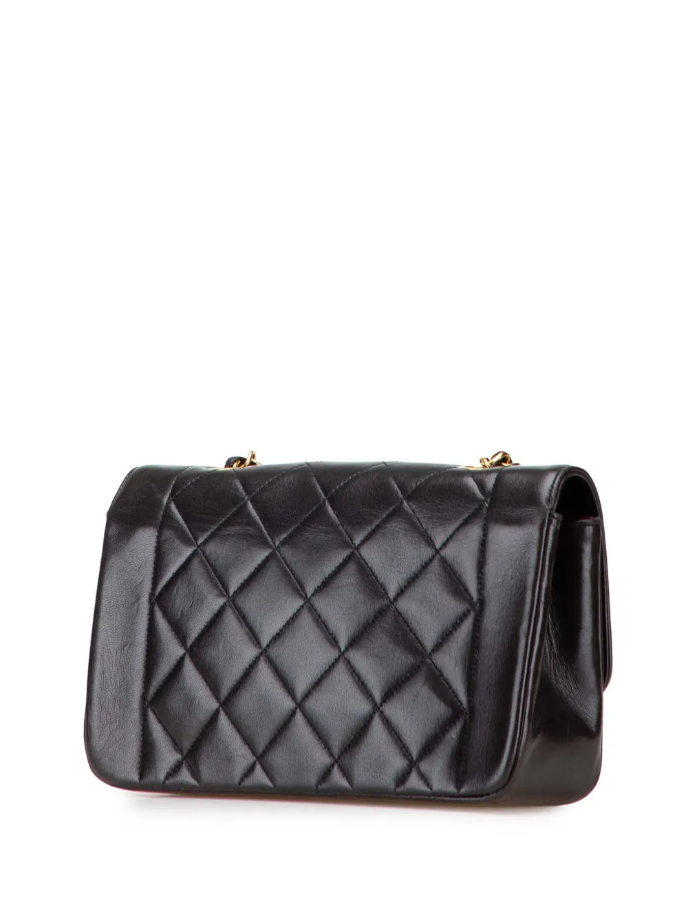 Pre-owned Chanel 1991-1994 Small Lambskin Diana Flap Crossbody Bag In Black