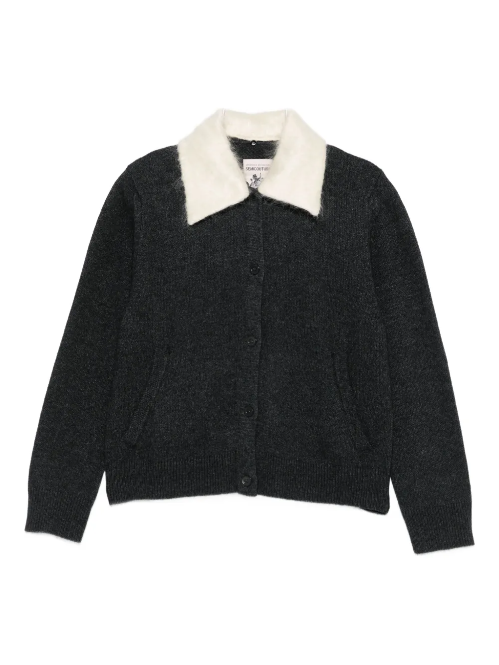 Semicouture Cardigan con colletto a contrasto - Grigio