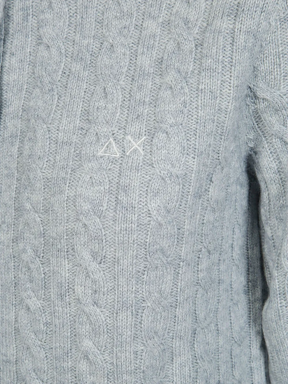 Sun 68 Cable Round-neck Cardigan In Gray
