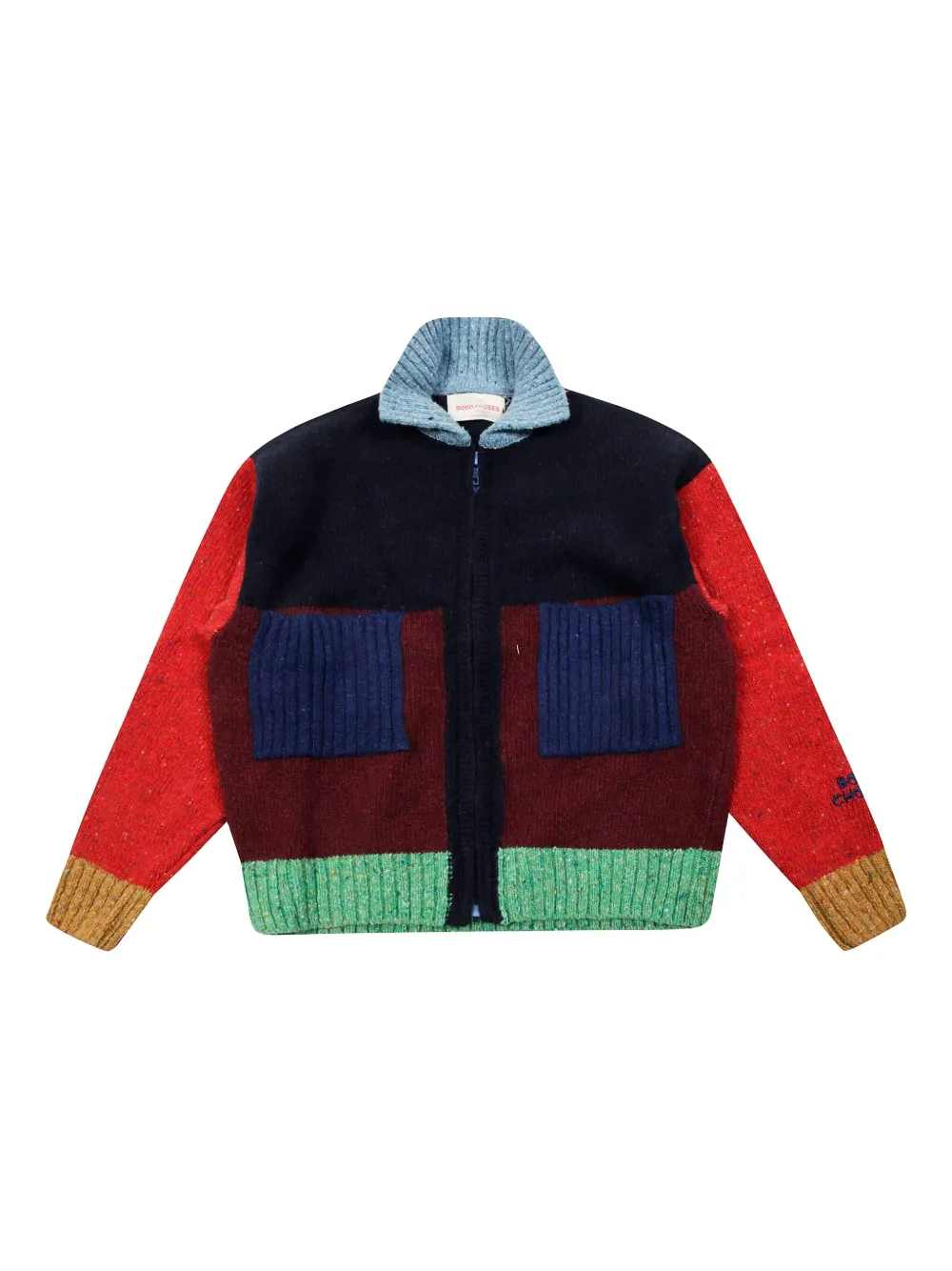 Bobo Choses colour-block zipped cardigan | Blue | Image 1