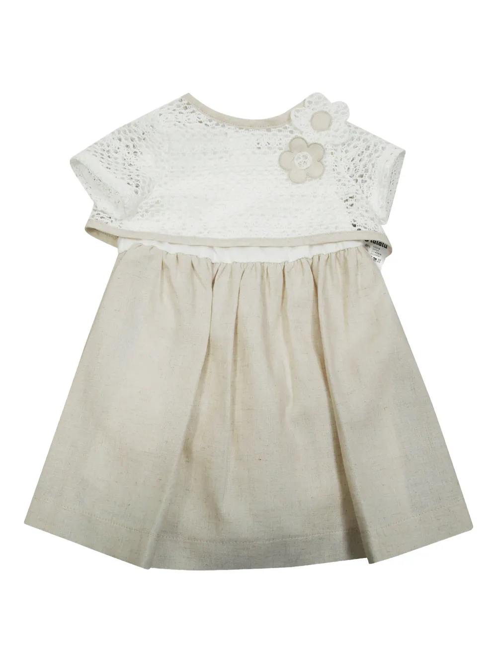 LALALU Jurk met bloemenpatch - Beige