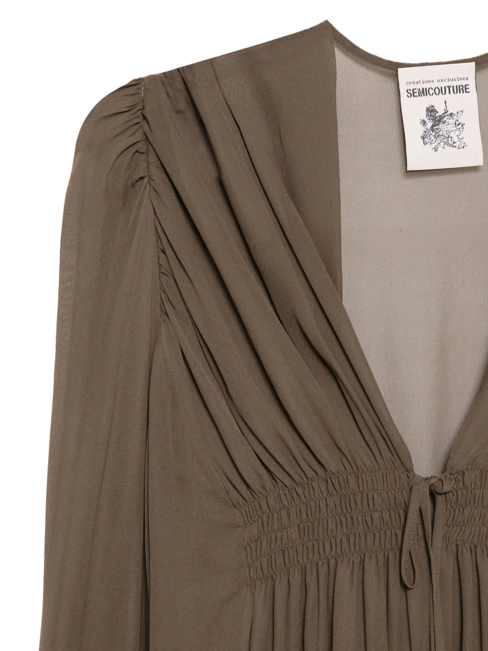 Semicouture Gathered Blouse In Brown