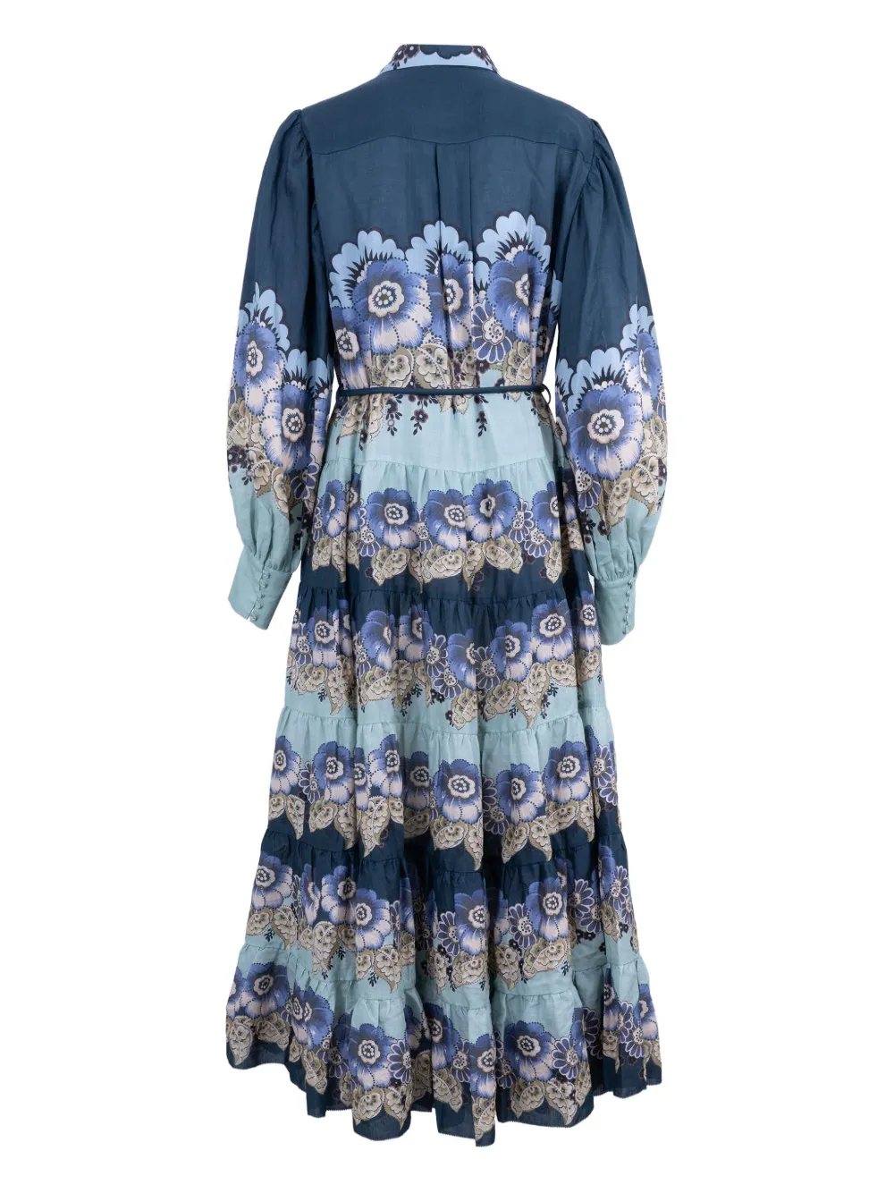 ALEMAIS Madalena floral tiered midi shirt dress - Blauw