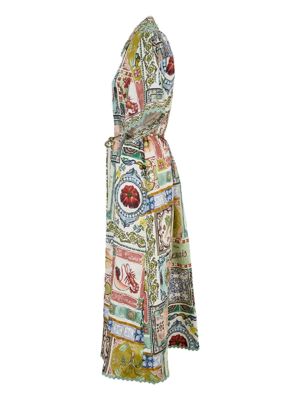 ALEMAIS Tommasina gewelfde midi-blousejurk Groen