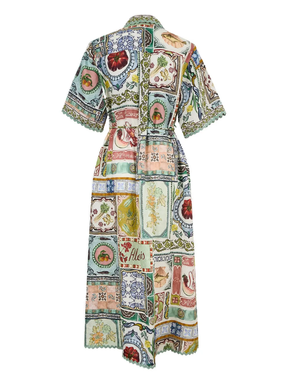 ALEMAIS Tommasina gewelfde midi-blousejurk - Groen