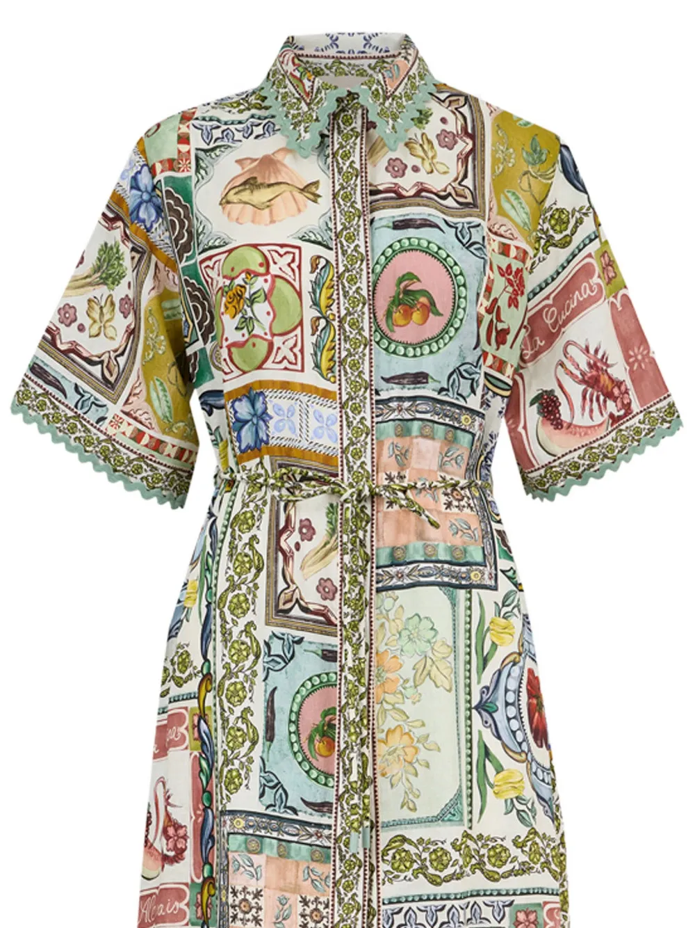 ALEMAIS Tommasina gewelfde midi-blousejurk Groen