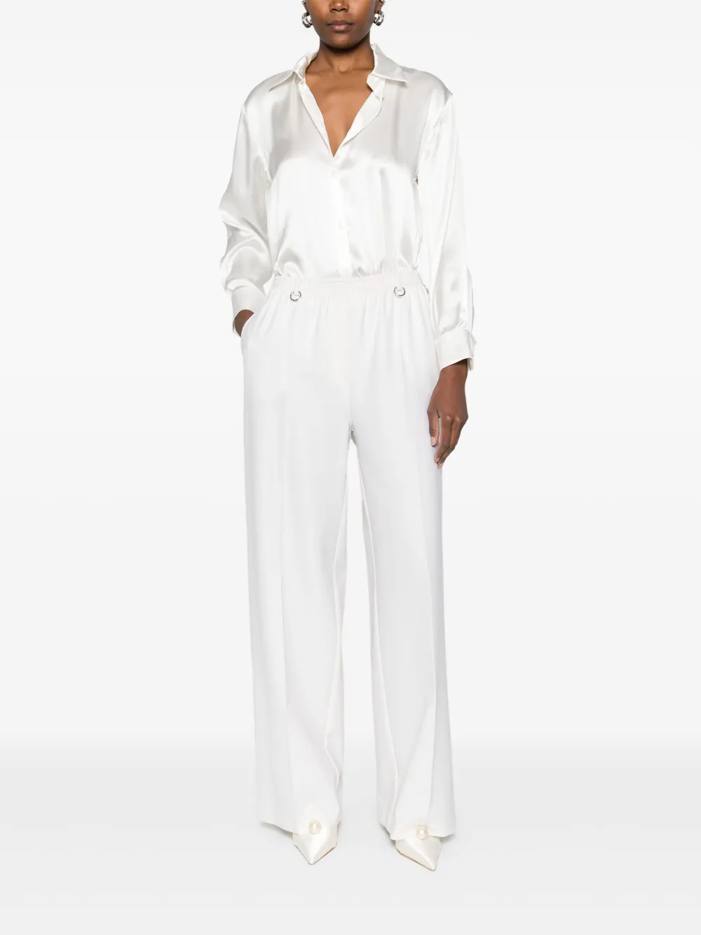 MEDEEA ring-embellished trousers - WHITE