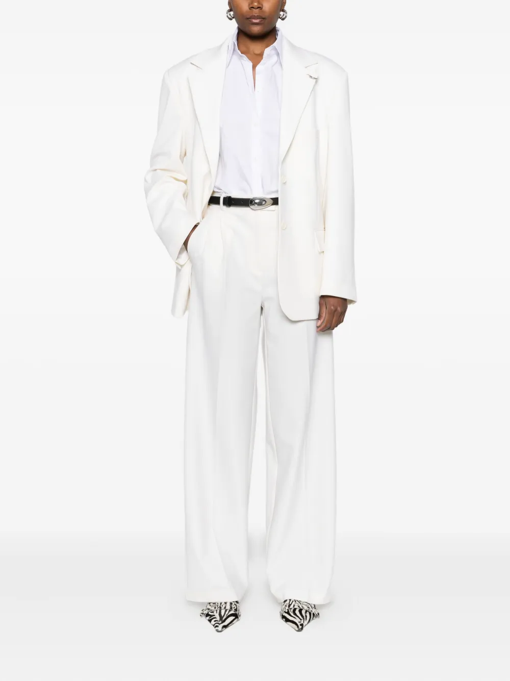 Medeea Single-breasted Blazer In White