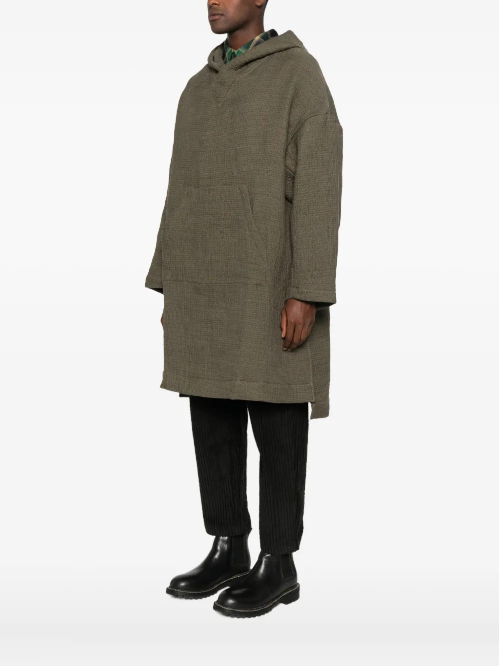 Individual Sentiments Hooded Long-sleeved Coat In Green