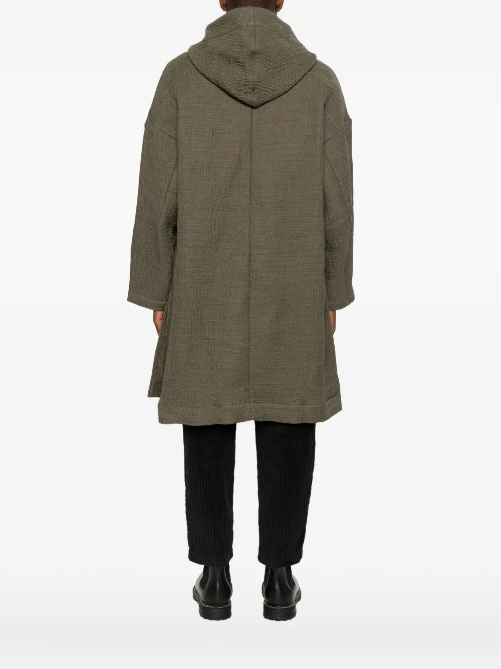 Individual Sentiments Hooded Long-sleeved Coat In Green
