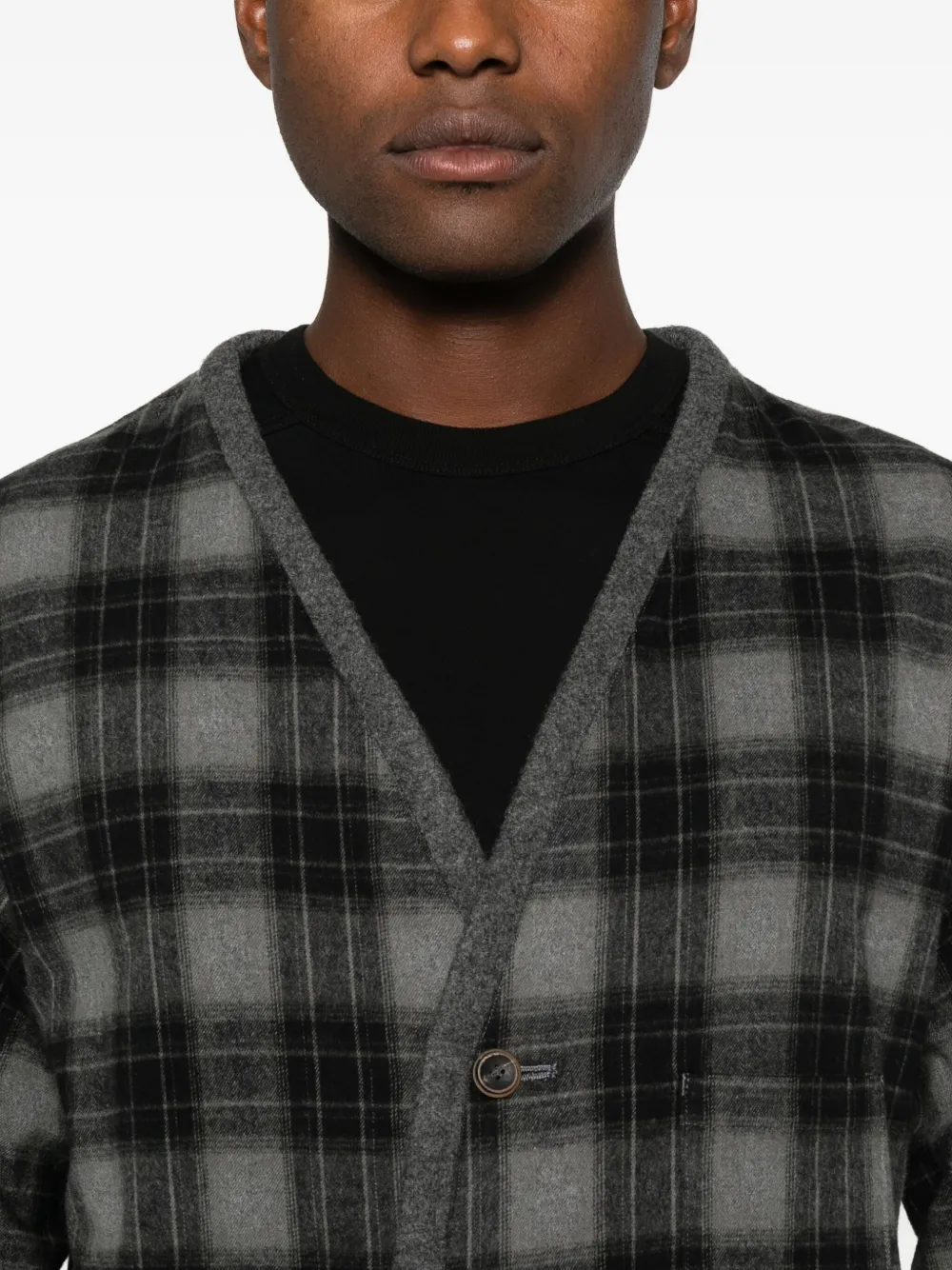 Individual Sentiments Plaid-pattern Cardigan In Gray