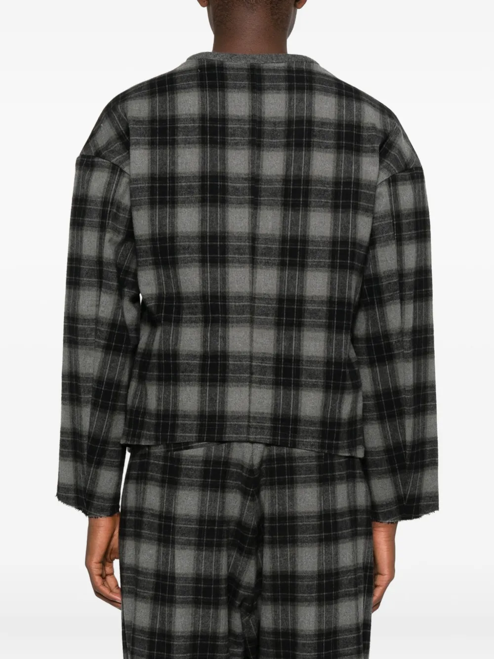 Individual Sentiments Plaid-pattern Cardigan In Gray