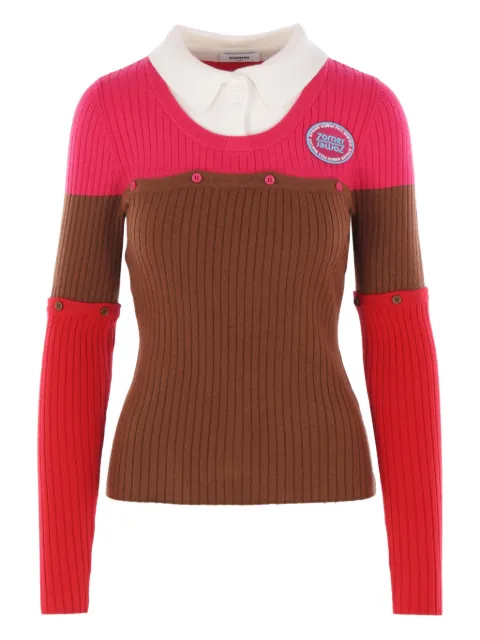 Zomer logo-patch ribbed-knit polo top