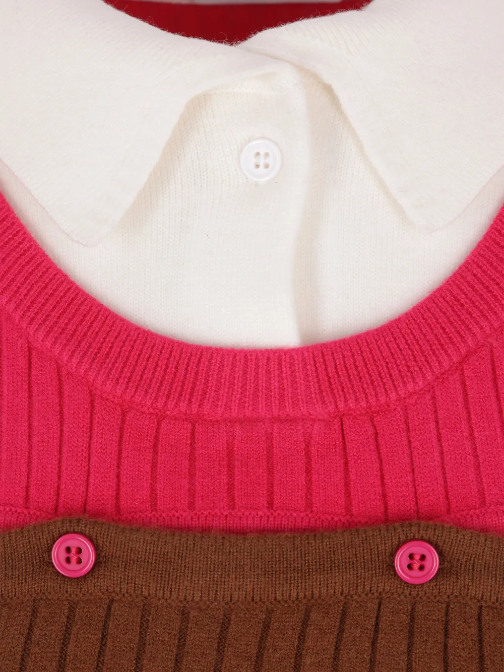 Zomer Ribgebreide polotop met logopatch Bruin