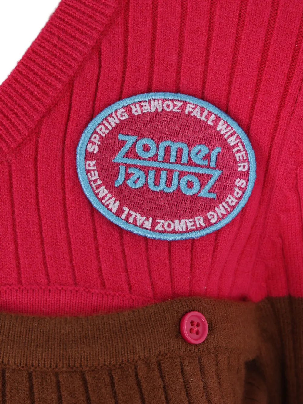 Zomer Ribgebreide polotop met logopatch Bruin