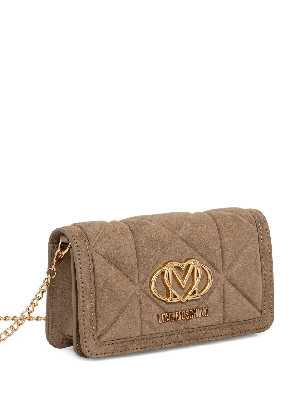 Love Moschino Gewatteerde crossbodytas met hartpatroon Beige